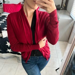 Deep red sweater with gorgeous sleeve detail!